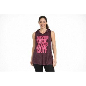 EVCR Never Ever Ever Quit Sleeveless Hoodie Tank Top Burgundy Pink Graphic Sz L
